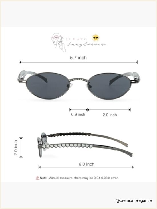 Vintage Oval Heart Rhinestone Sunglasses w UV Protection